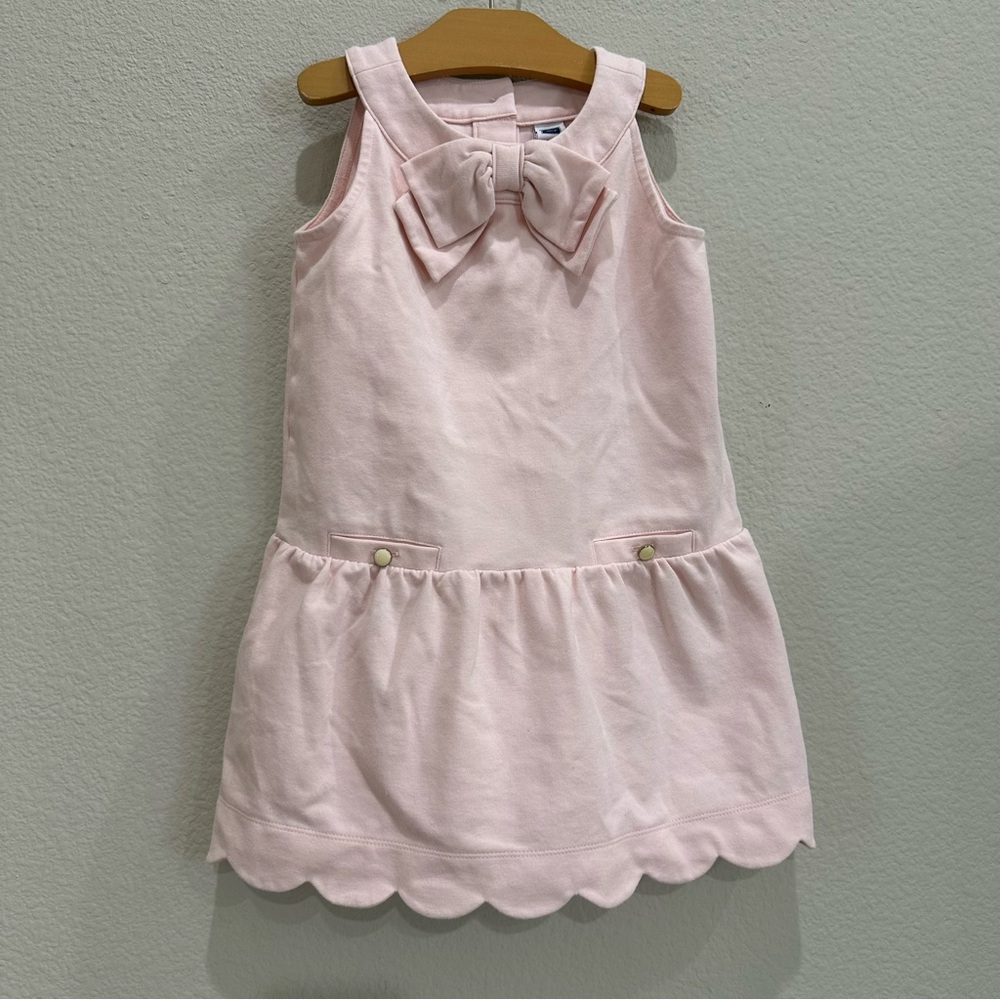 Janie and Jack Pink Scalloped Trim Kids Dress with Bow